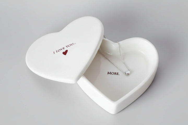Heart-shaped jewelry box with a necklace inside 