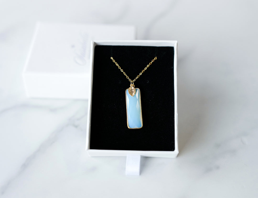 Opalite Necklace, October Birthstone Necklace, Sterling Silver or 18K Gold, Personalized Necklace, Bridesmaid Gift, Mom Necklace