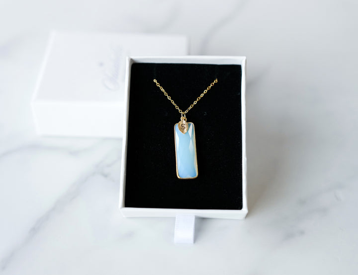 October Birthstone Necklace, Opalite Necklace, Sterling Silver or 18K Gold, Personalized Necklace, Bridesmaid Gift, Mom Necklace