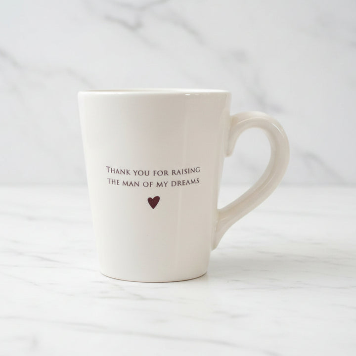 White mug with text and heart 