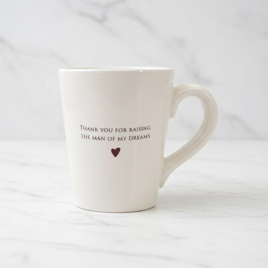 White mug with text and heart 
