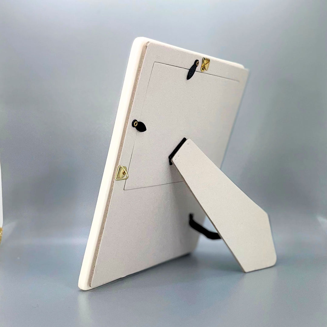 Personalized Wedding Picture Frame – Ceramic, Names & Date, Laurels, Holds a 6x4 Inch Photo