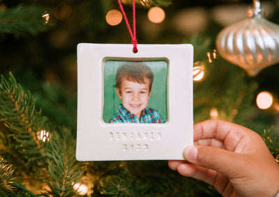 Personalized First Christmas Ornament 2023 - Square Picture Frame with Custom Text