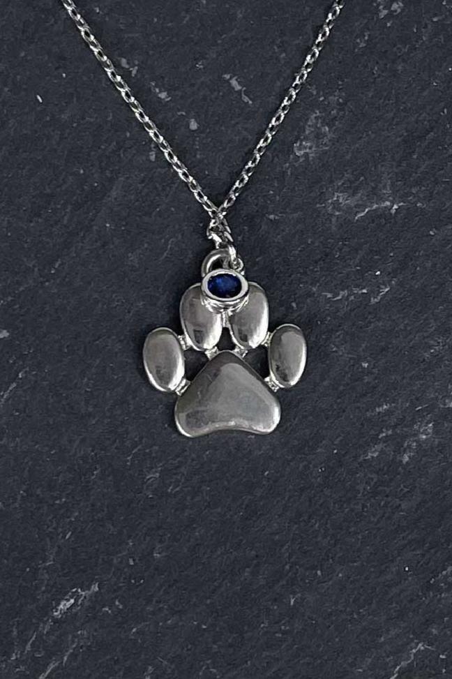 silver paw print necklace