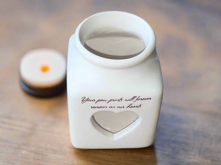 Pet Remembrance Candle, Personalized, Sympathy Heart, Memorial Tea Light, In Loving Memory, Your Paw Prints Will Forever Remain...