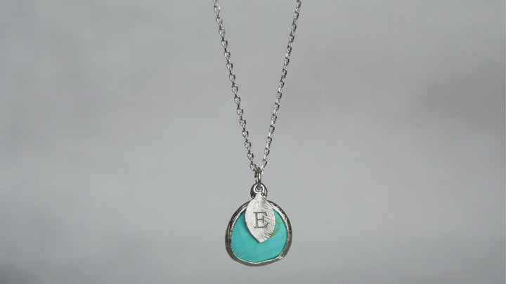 Turquoise Necklace - December Birthstone Necklace, Custom Initial Necklace