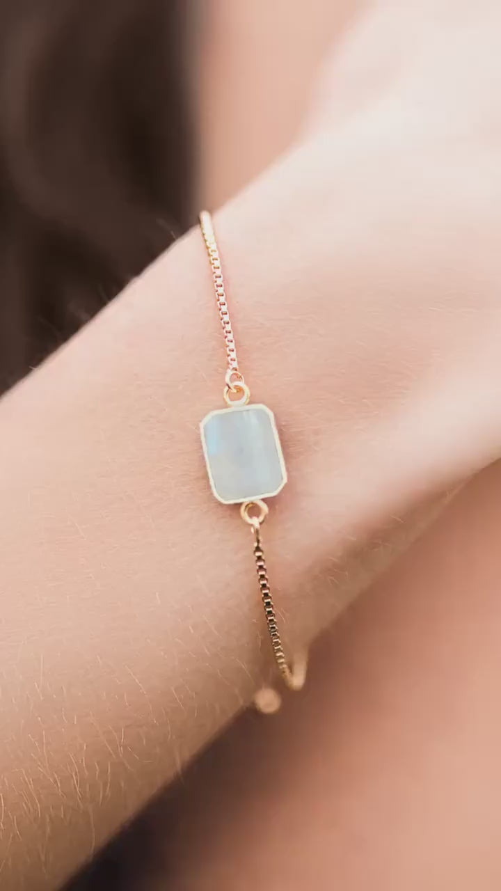 Aquamarine Gemstone Slice Bracelet, Raw Birthstone Bracelet