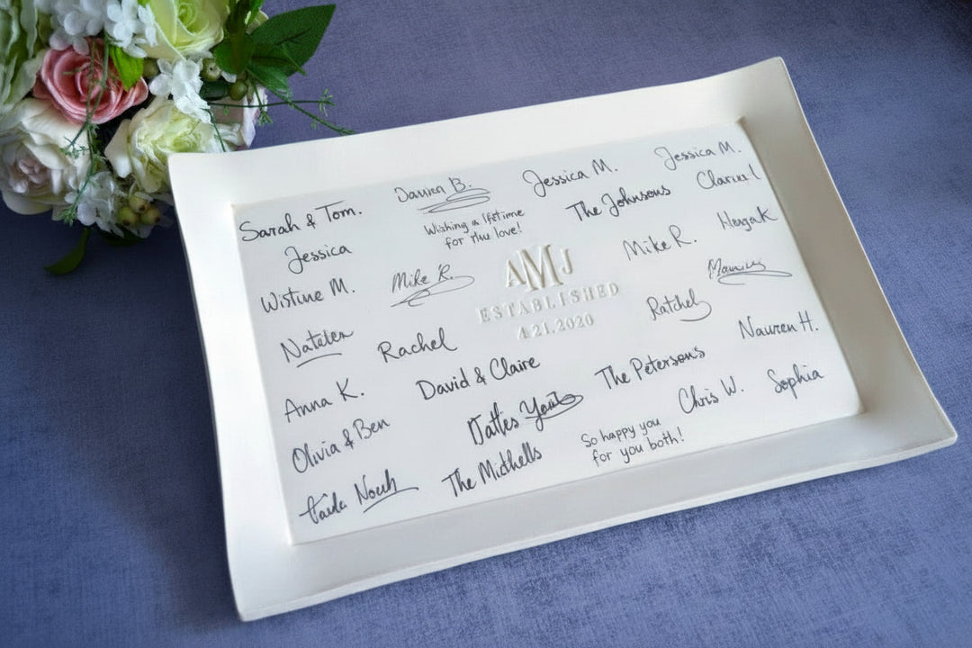 Large Rectangular Wedding Signature Guestbook Platter or Wedding Gift