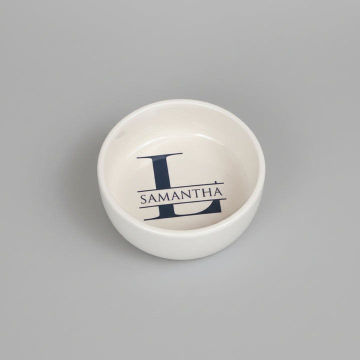 Ring Bowl | Monogram | Custom Name and Initial | Trinket Dish | Heart or Round | Personalized Wedding Party Gift | Change Tray | Ceramic