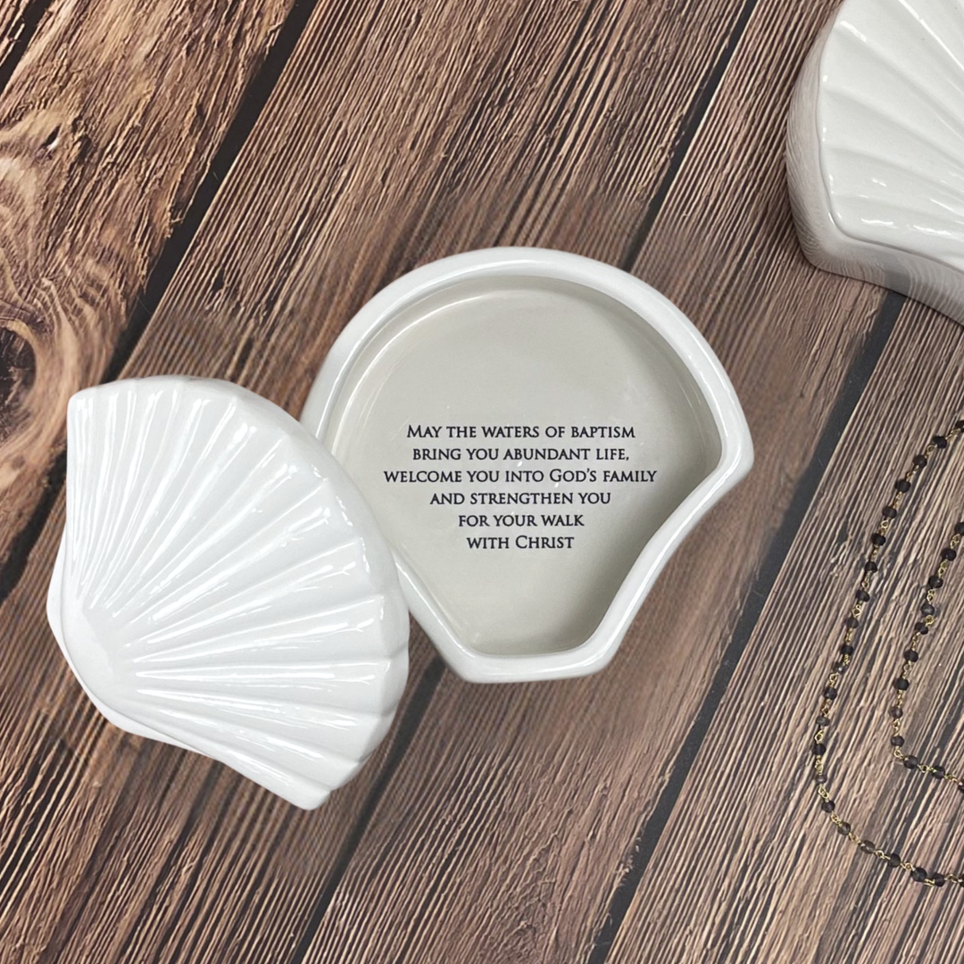 Baptism Gift, Personalized, Scallop Shell Keepsake Box - Christening, Confirmation Gift