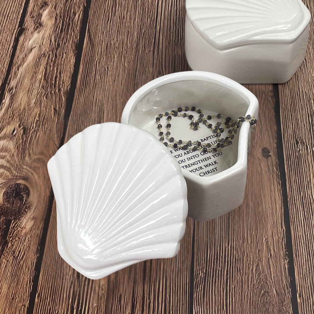 Baptism Gift, Personalized, Scallop Shell Keepsake Box - Christening, Confirmation Gift