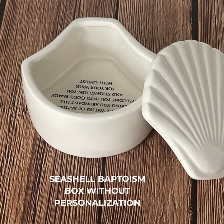 Baptism Gift, Personalized, Scallop Shell Keepsake Box - Christening, Confirmation Gift