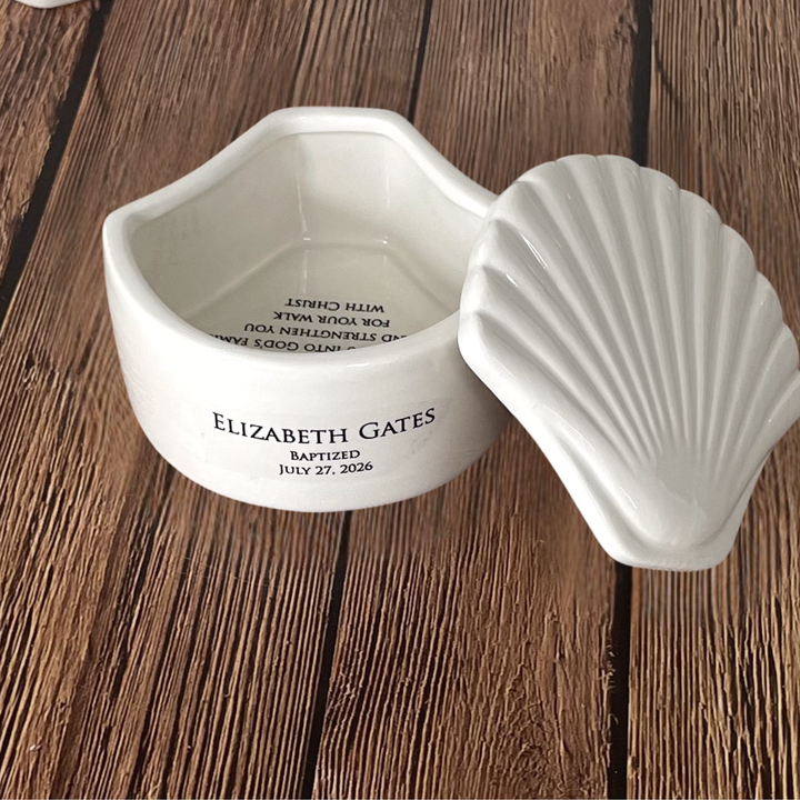 Baptism Gift, Personalized, Scallop Shell Keepsake Box - Christening, Confirmation Gift