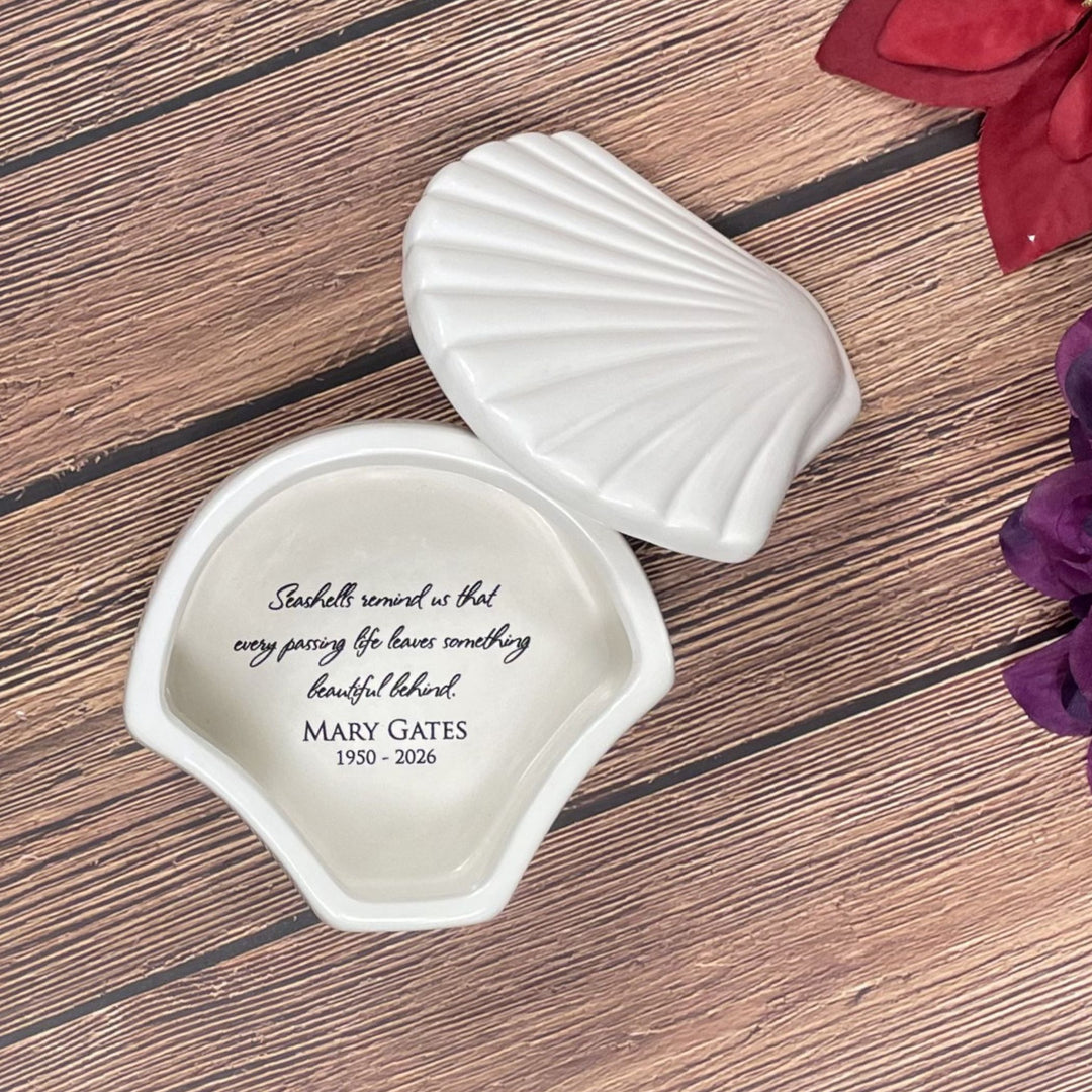 Personalized Condolence Gift, Keepsake Ceramic Box "Seashells Remind Us..." Bereavement Sympathy Gift