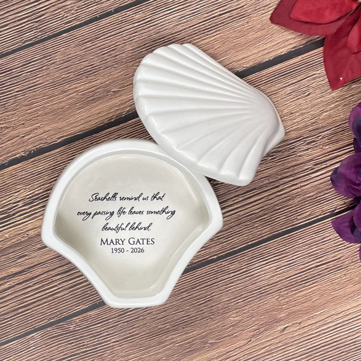 Personalized Condolence Gift, Keepsake Ceramic Box "Seashells Remind Us..." Bereavement Sympathy Gift