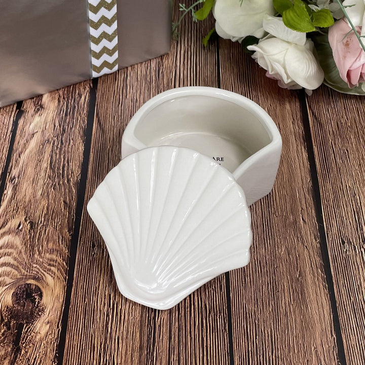 Personalized Engagement Gift "Two Less Fish..." Keepsake Box, Beach Wedding, Scallop Shell-Shaped