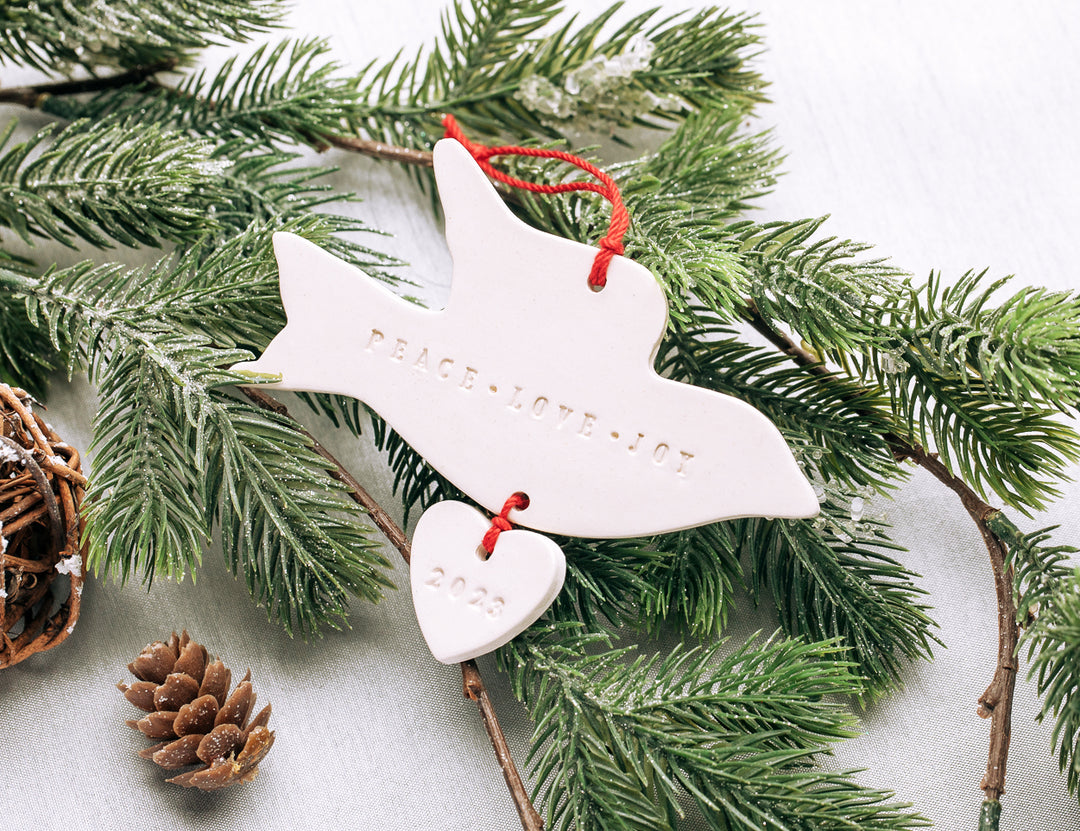 Peace, Love, Joy - Dove Christmas Ornament, 2024, READY TO SHIP