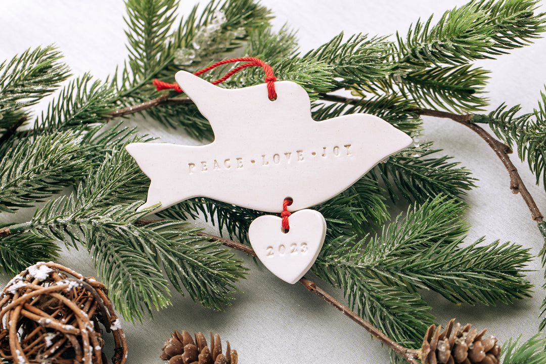 Peace, Love, Joy - Dove Christmas Ornament, 2024, READY TO SHIP