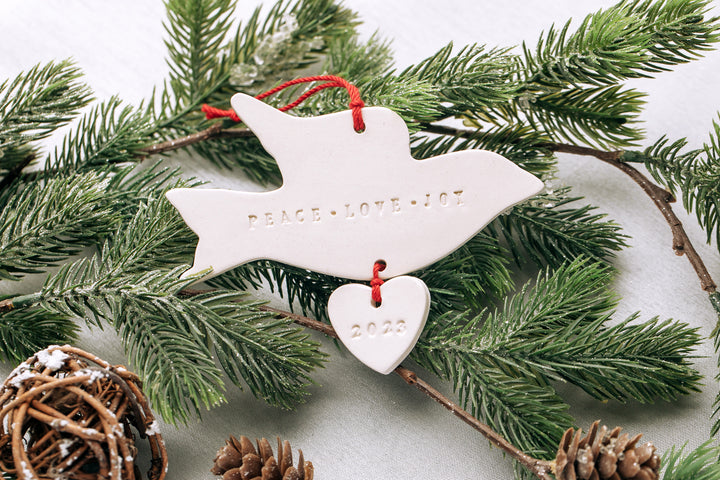 Peace, Love, Joy - Dove Christmas Ornament, 202, READY TO SHIP