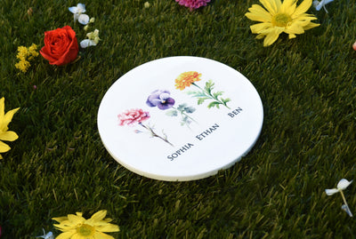 Mother's Day Gift, Mini Garden of Love Personalized Garden Tile in Color, Birth Month Flower Garden Stone, Grandma Birthday Gift, Mom Gift
