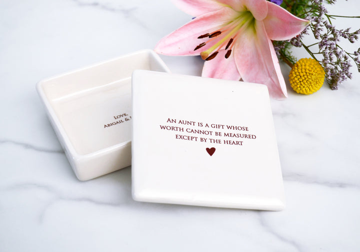 Unique Aunt Gift - Square Keepsake Box - Add Custom Text - An aunt is a gift ...