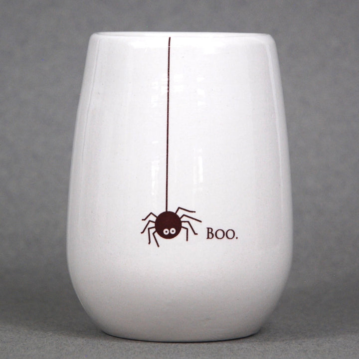 Wine Glass | Halloween | Boo | Wine Not Get A Little Spooky? | Stemless | Ceramic | Spider