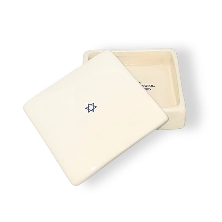 Bar Mitzvah or Bat Mitzvah Gift, Star of David - Square Ceramic Keepsake Box - Blue, Pink, etc.
