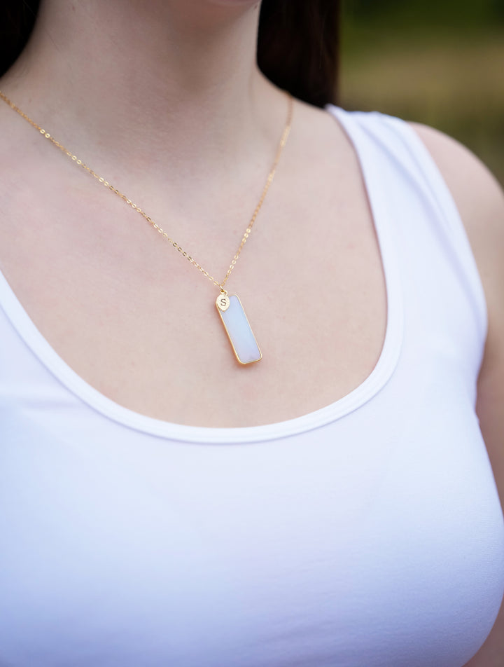 Opalite Necklace, October Birthstone Necklace, Sterling Silver or 18K Gold, Personalized Necklace, Bridesmaid Gift, Mom Necklace