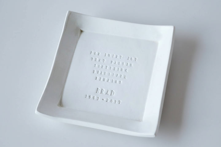 Personalized Sympathy Square Tray - For Every Joy That Passes Something Beautiful Remains