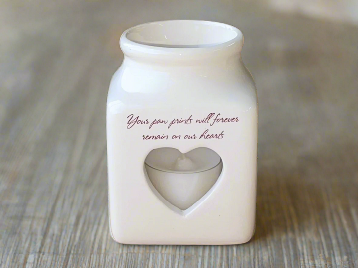 Pet Remembrance Candle, Personalized, Sympathy Heart, Memorial Tea Light, In Loving Memory, Your Paw Prints Will Forever Remain...