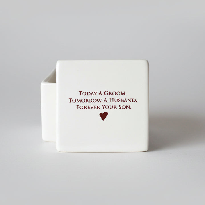 Mother of the Groom Gift - READY TO SHIP - Deep Square Keepsake Box - Today a Groom, Tomorrow a Husband, Forever Your Son