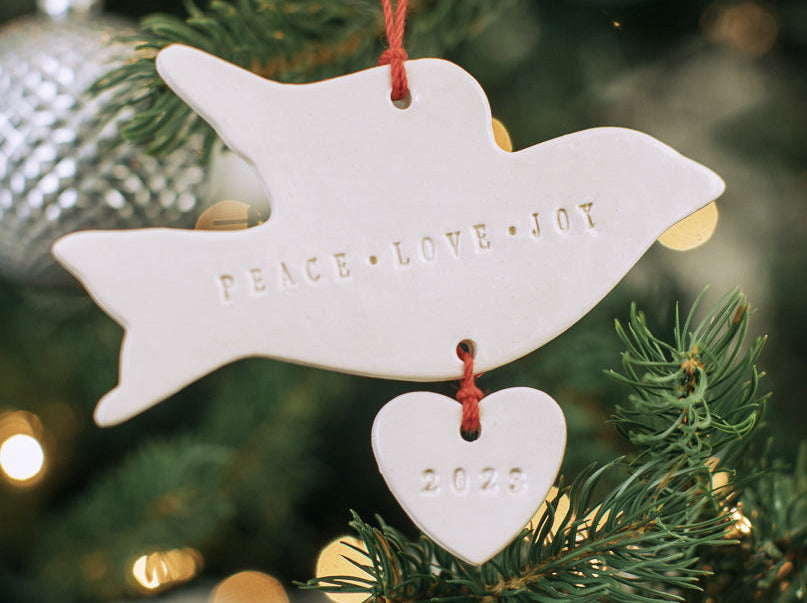 Peace, Love, Joy - Dove Christmas Ornament, 2024, READY TO SHIP