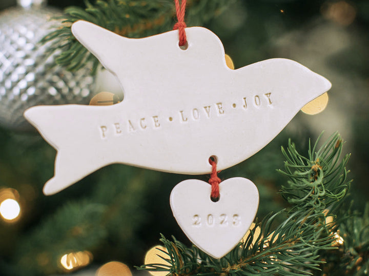 Peace, Love, Joy - Dove Christmas Ornament, 202, READY TO SHIP