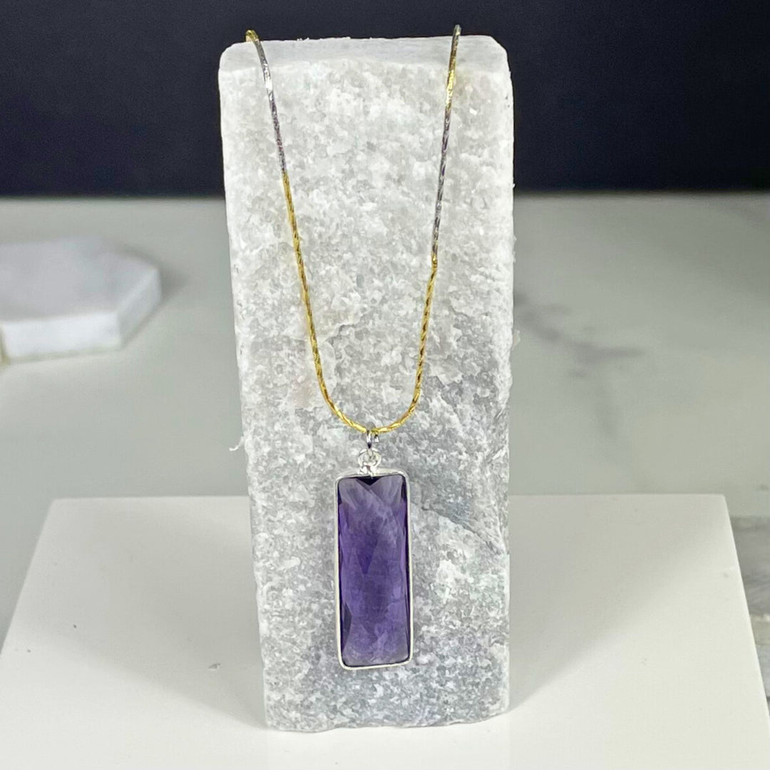 Two-tone Sterling Silver & Gold 18" Necklace with Choice of Birthstones