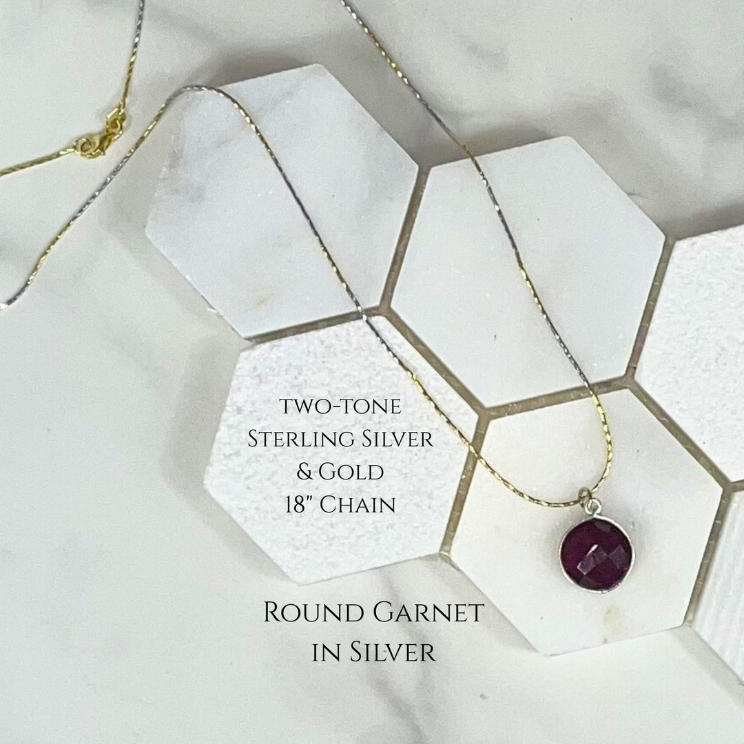 Two-tone Sterling Silver & Gold 18" Necklace with Choice of Birthstones