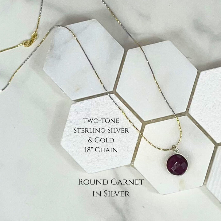 Two-tone Sterling Silver & Gold 18" Necklace with Choice of Birthstones