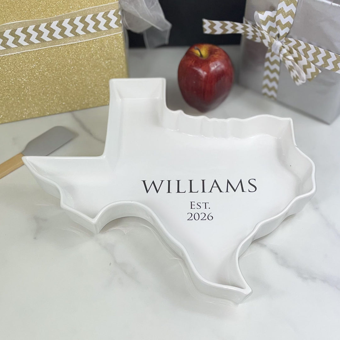 Personalized Serving Plate - Texas, Wedding Gift, Customizable Ceramic Dish