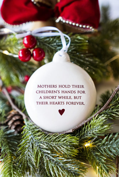 Mothers hold their children's hands... Personalized Holiday Bulb Ornament