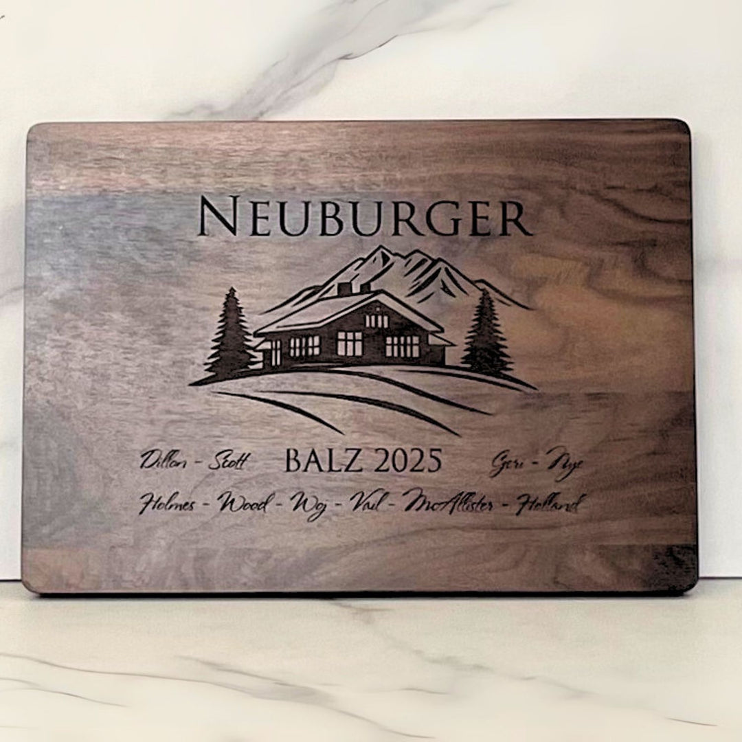 Cutting Board, Walnut or Bamboo, Personalized, Mountains