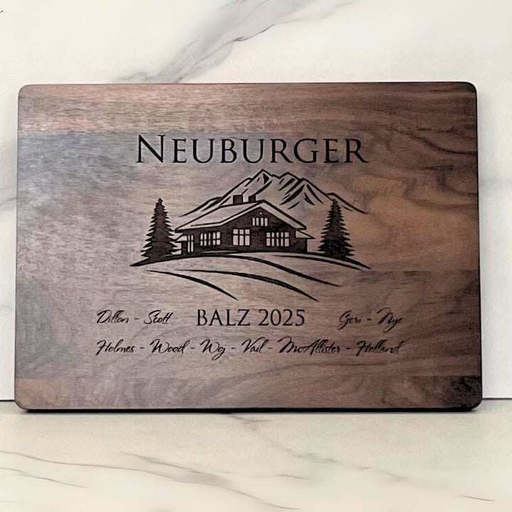 Cutting Board, Walnut or Bamboo, Personalized, Mountains
