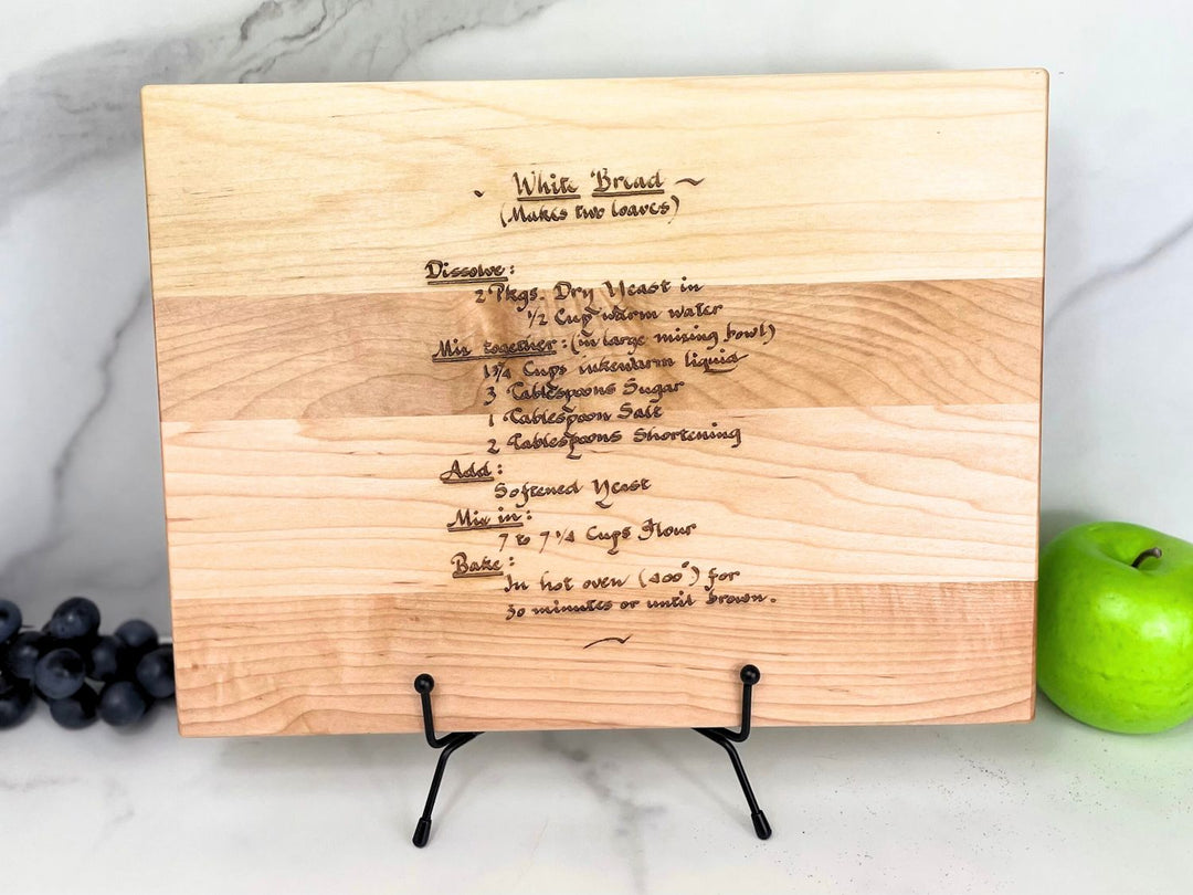 Handwritten Recipe Cutting Board, Family Recipe, Gift for Dad, Mom or Grandma, Maple Hardwood Chopping Block, Charcuterie Board