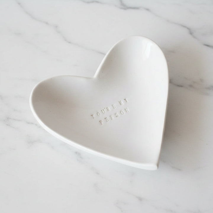 handmade ceramic catchall debossed with You're My Person