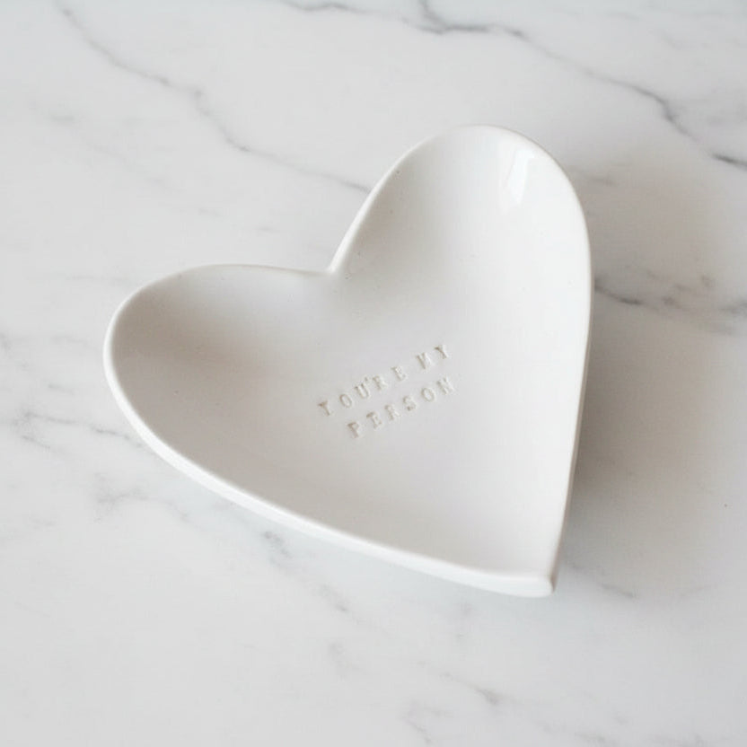 handmade ceramic catchall debossed with You're My Person