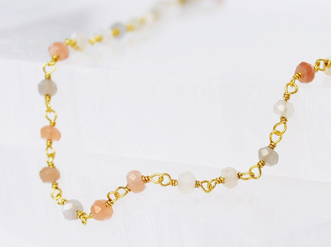 Multi Moonstone Beaded Choker Necklace or Bracelet