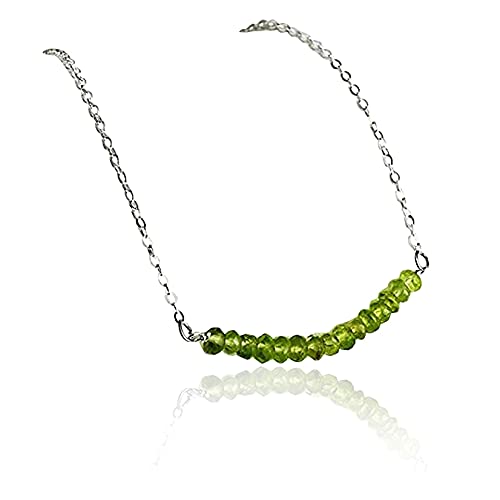 Dainty Peridot Necklace, August Birthstone Necklace, Beaded Bar Necklace, Bridesmaid Gift, Mom Necklace, August Birthday Gift for Her