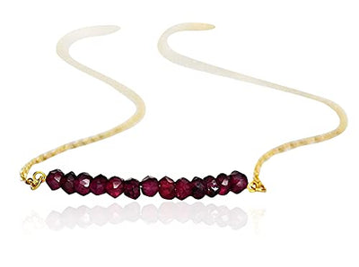 Garnet Birthstone Necklace, Garnet Beaded Bar Necklace, January Necklace, Bridesmaid Gift, Mom Necklace, January Birthday Gift for Her