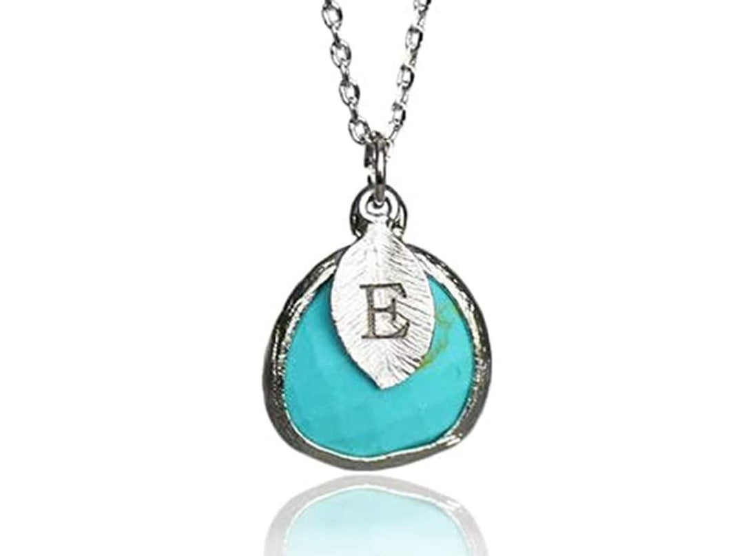 Turquoise Necklace - December Birthstone Necklace, Custom Initial Necklace