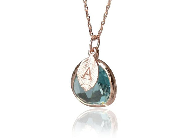 March Birthstone Make A Wish Necklace with Aquamarine