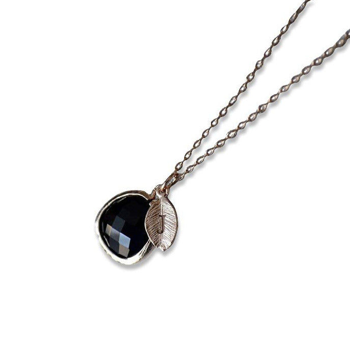 Personalized Black Onyx Necklace - Birthstone Necklace, Custom Initial Necklace