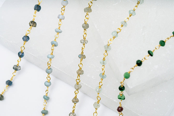 Dainty Raw Gemstone Choker, Birthstone Beaded Necklace